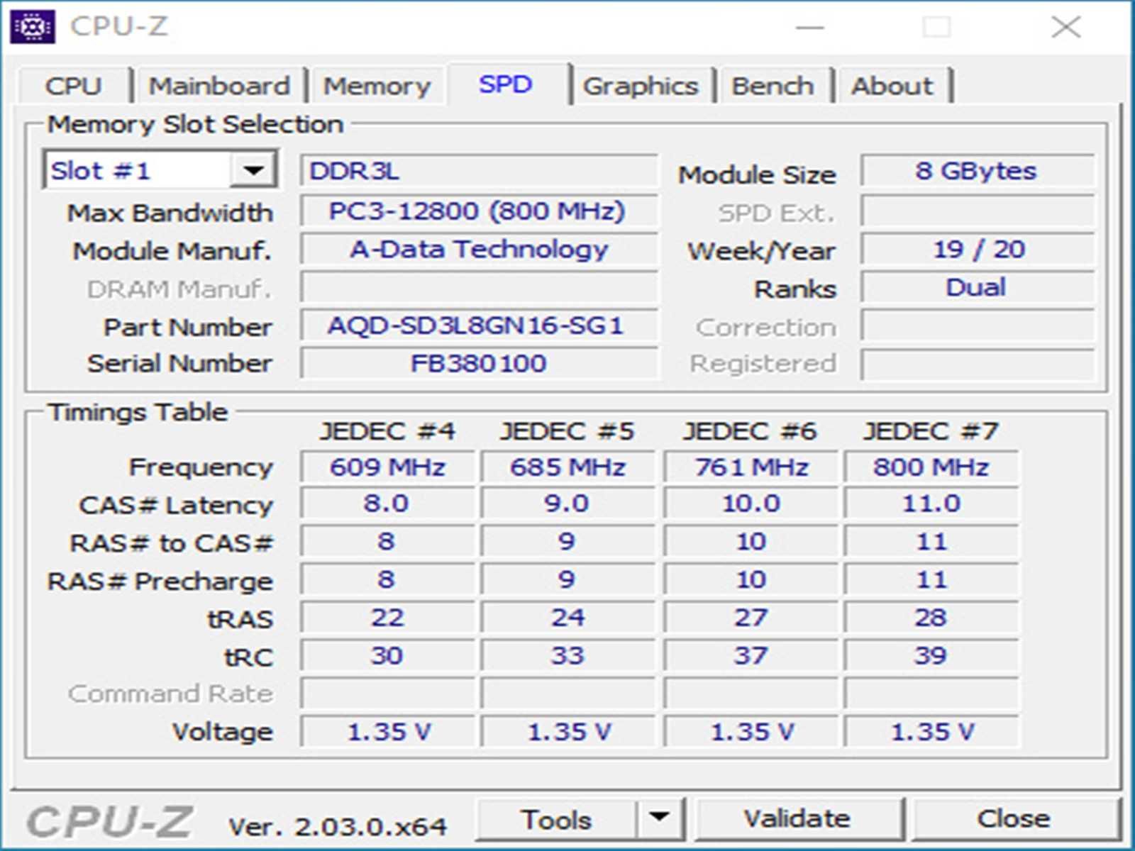 DDR3 8GB AdvanTech - Adata 12800 L