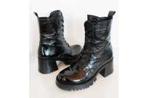 botki workery Venezia 39 czarne lakierowane