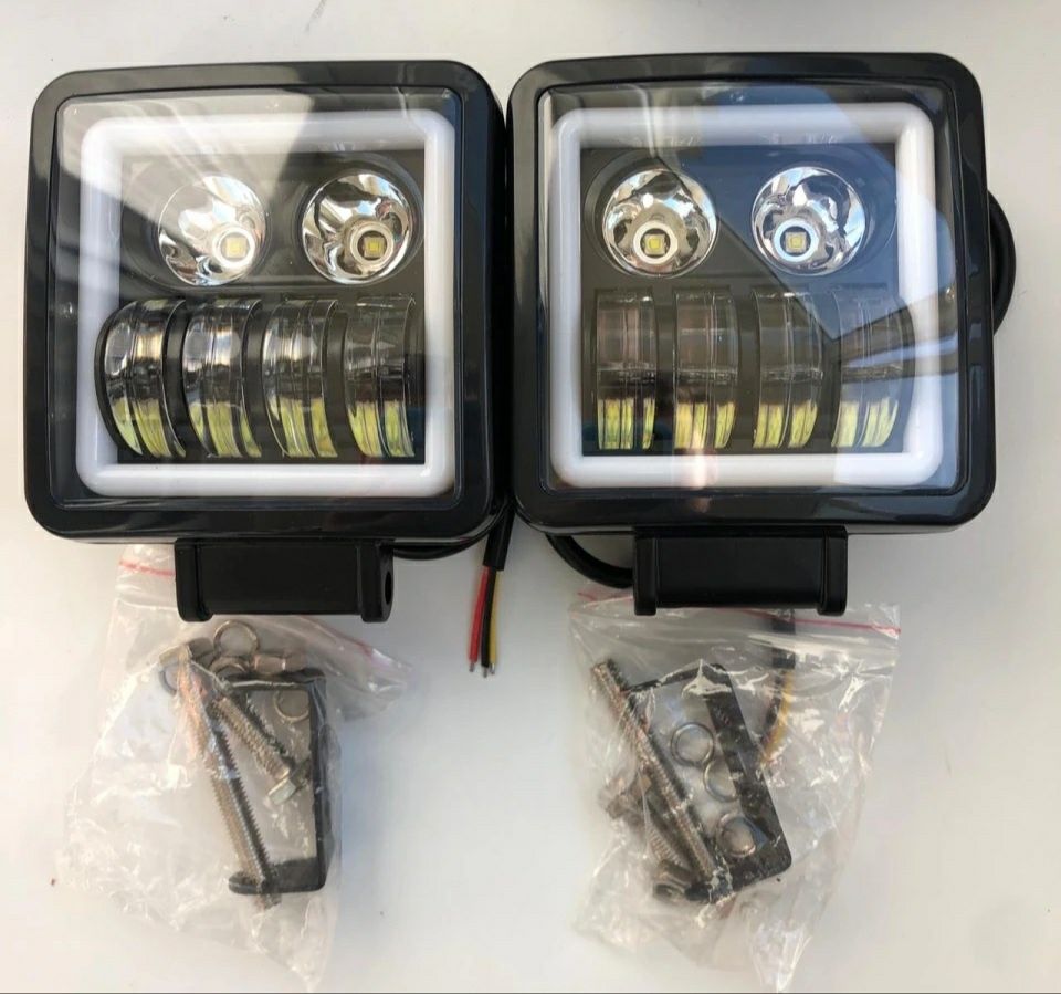 Фара ЛЕД с габаритом 50w ПТФ линза СТГ противотуманная LED с ДХО