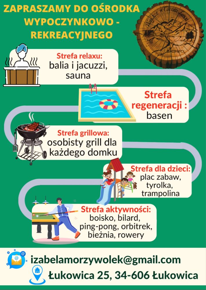 Góry dzieci atrakcje jacuzzi balia sauna grill domek plac zabaw basen