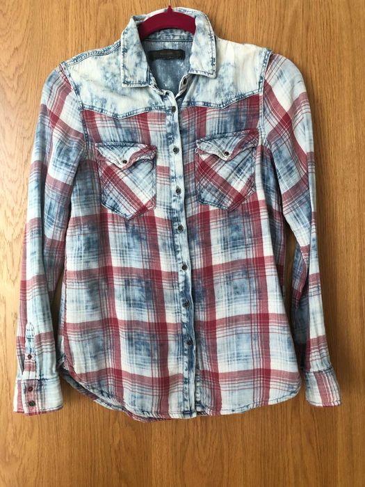 Koszula w niebiesko-czerwoną kratkę z długim rękawem, Pull&Bear