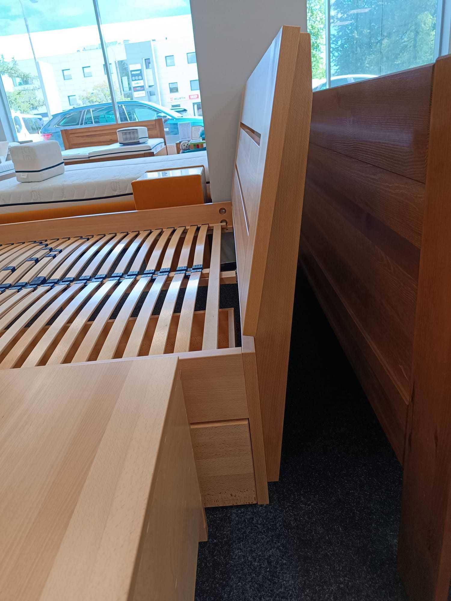 Łóżko bukowe z litego drewna 160x200, stelaż, szuflada i szafka gratis