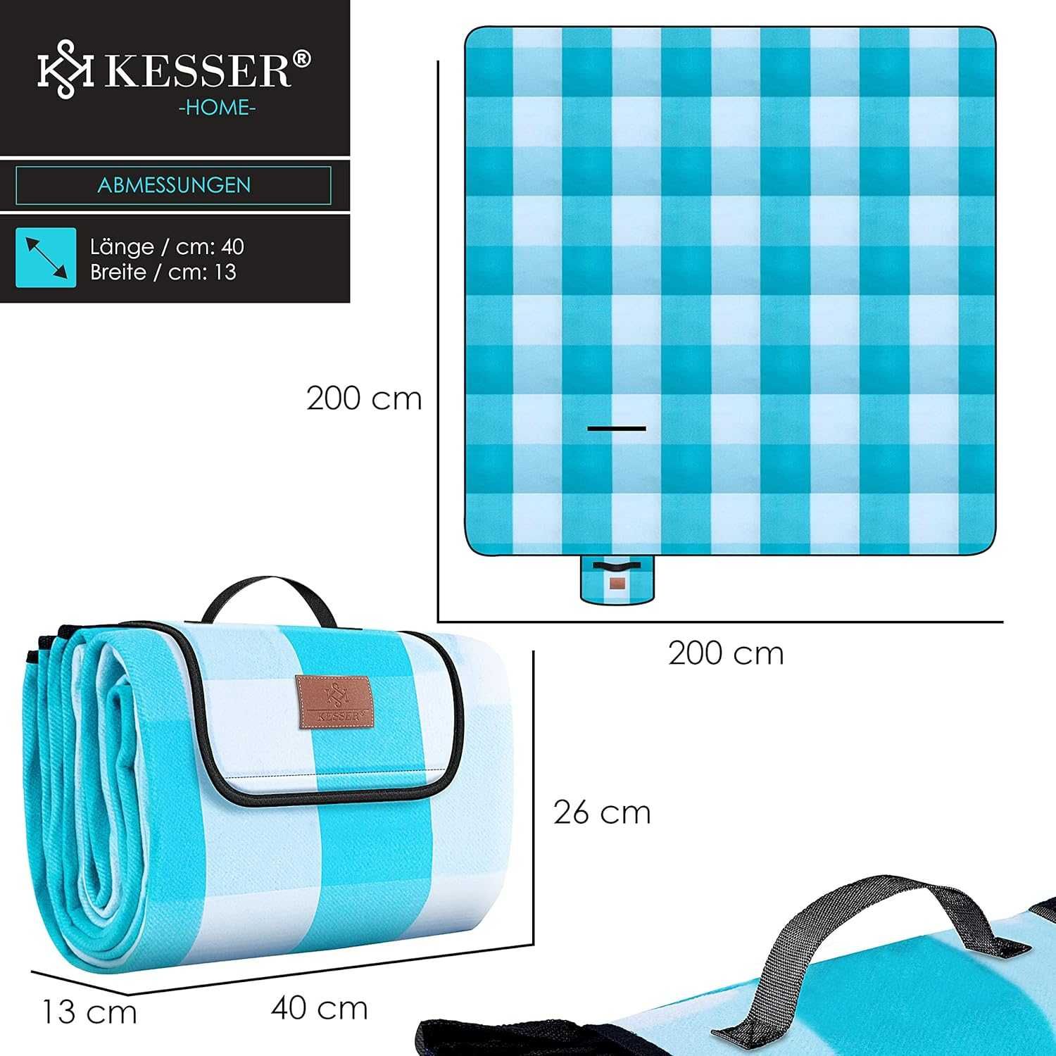 Nowy koc piknikowy / kocyk / narzuta / 200x200cm / KESSER !9540!