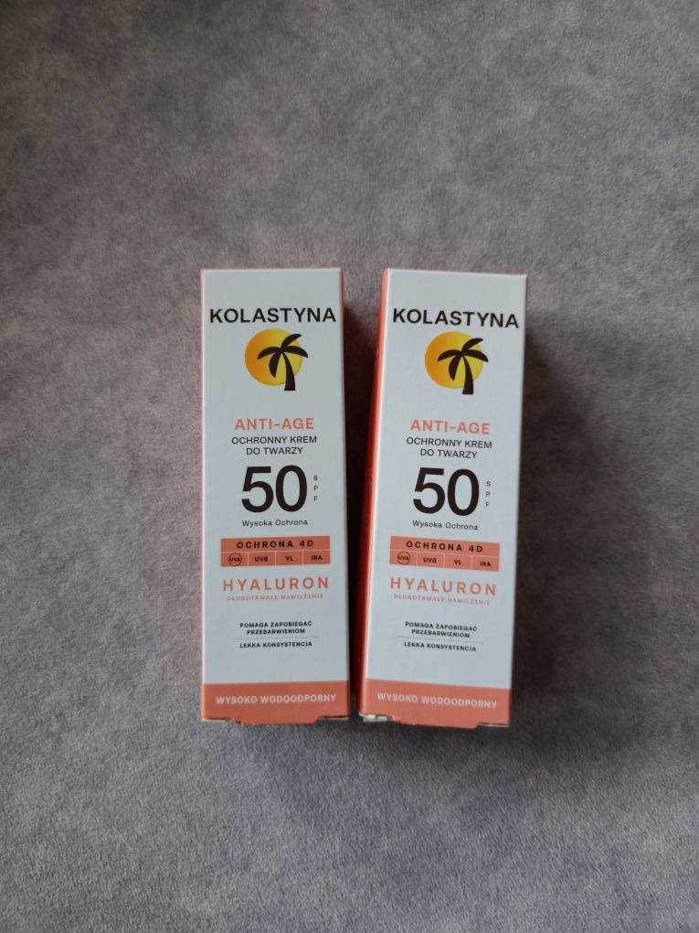 Kolastyna Krem ochronny do twarzy Anti-Age SPF 50, 2 sztuki po 50 ml