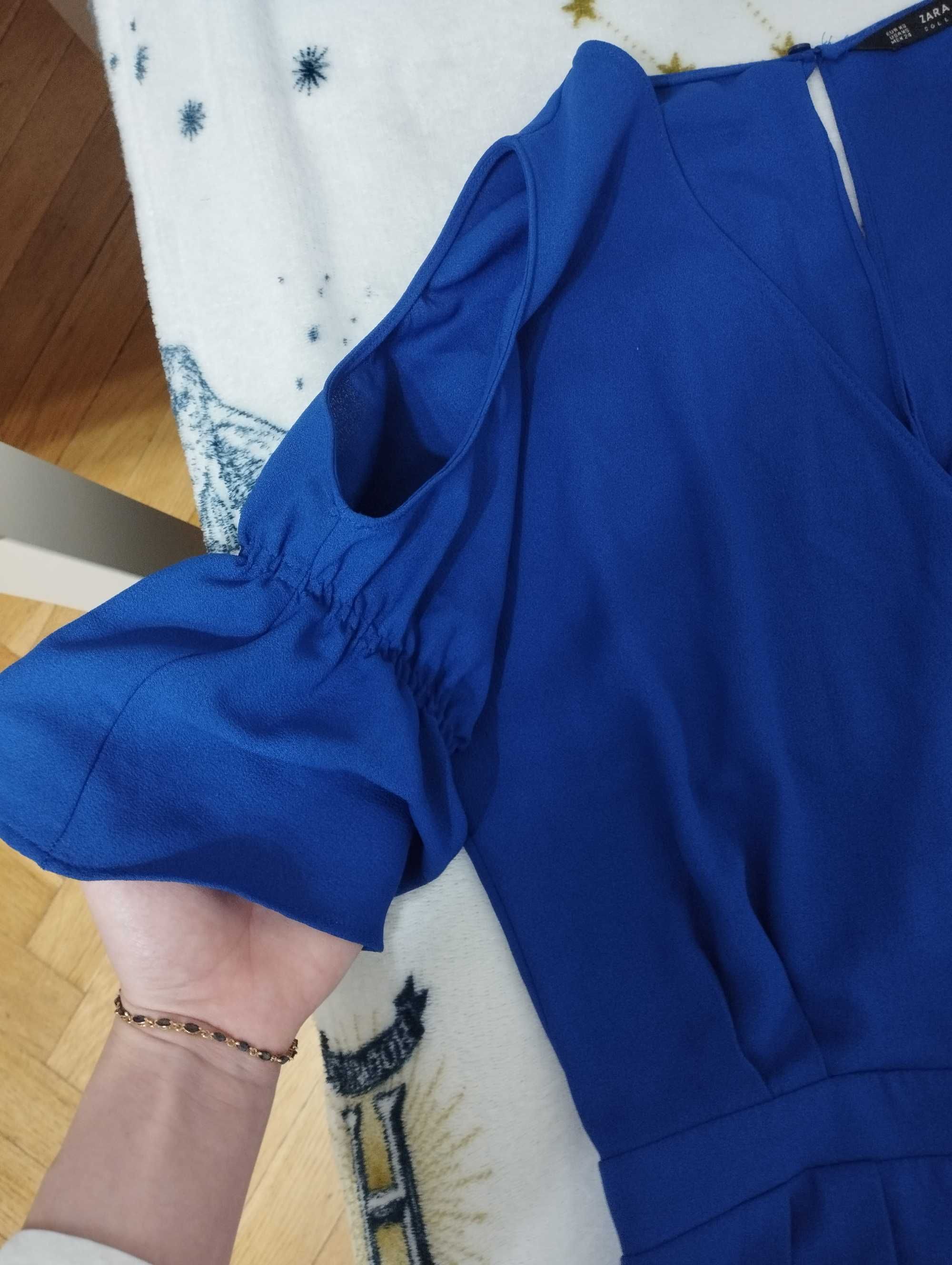 Elegancki kombinezon krótki rękaw Zara rozmiar xs królewski niebieski