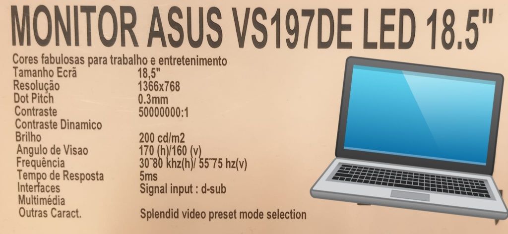 Monitor Preto da Asus 18.5"