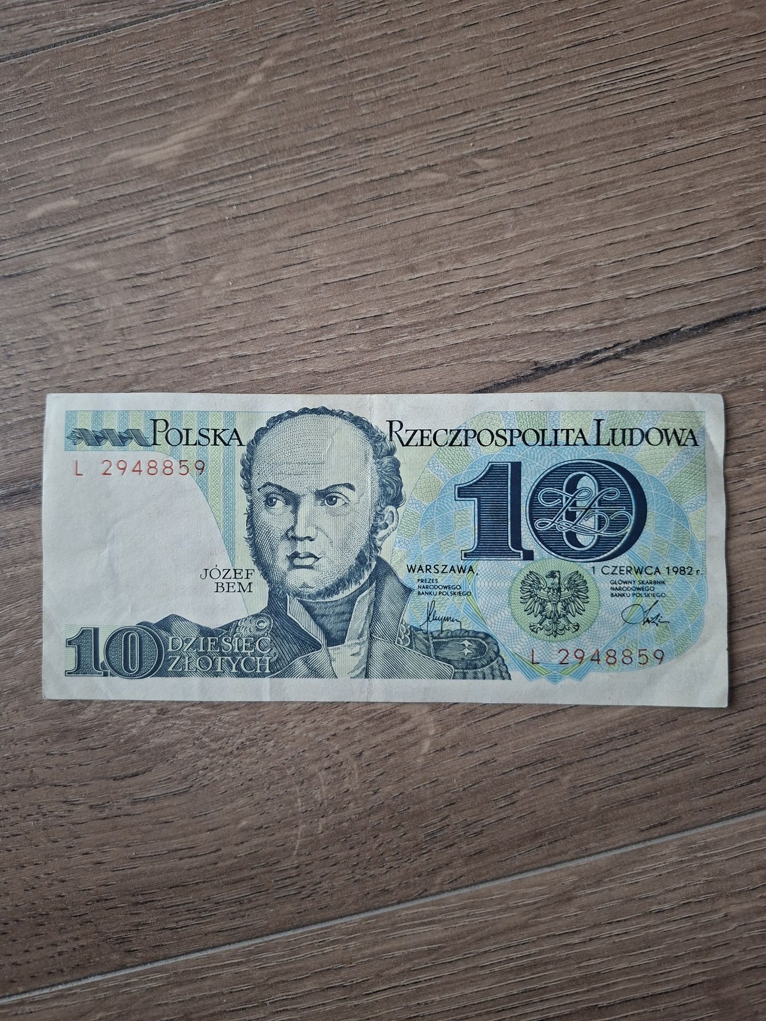 Banknot PRL 10 ZŁ Józef Bem 1982 r