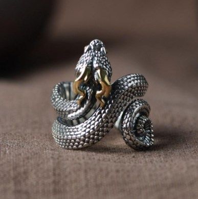 Pierścionek Duży W Stylu Retro Snake Regulowany