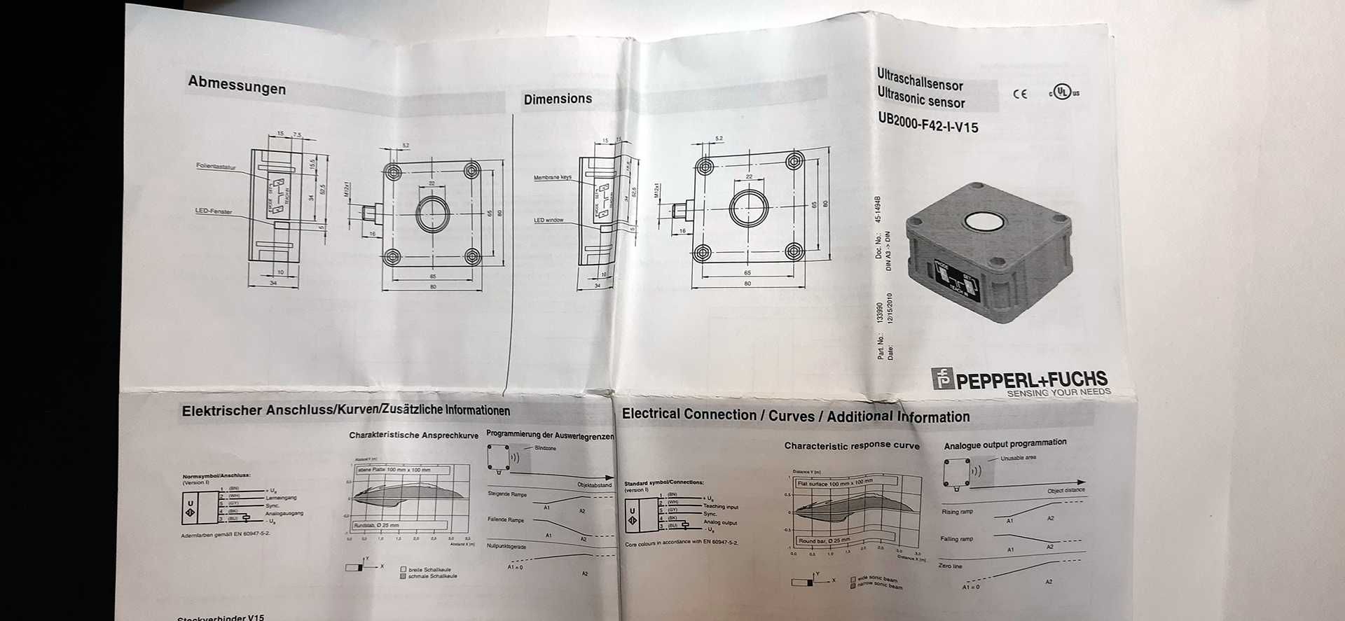 Ультразвуковой датчик Pepperl+Fuchs UB2000-F42-I-V15