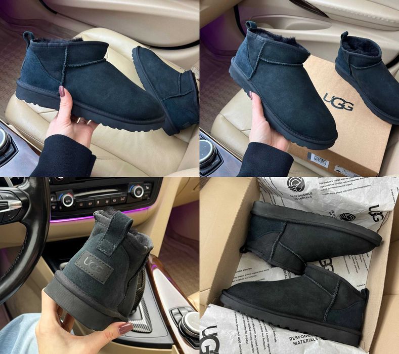 Сапоги UGG Classic Ultra Mini Black 36-45 Натур Овчина! Хит Сезона!