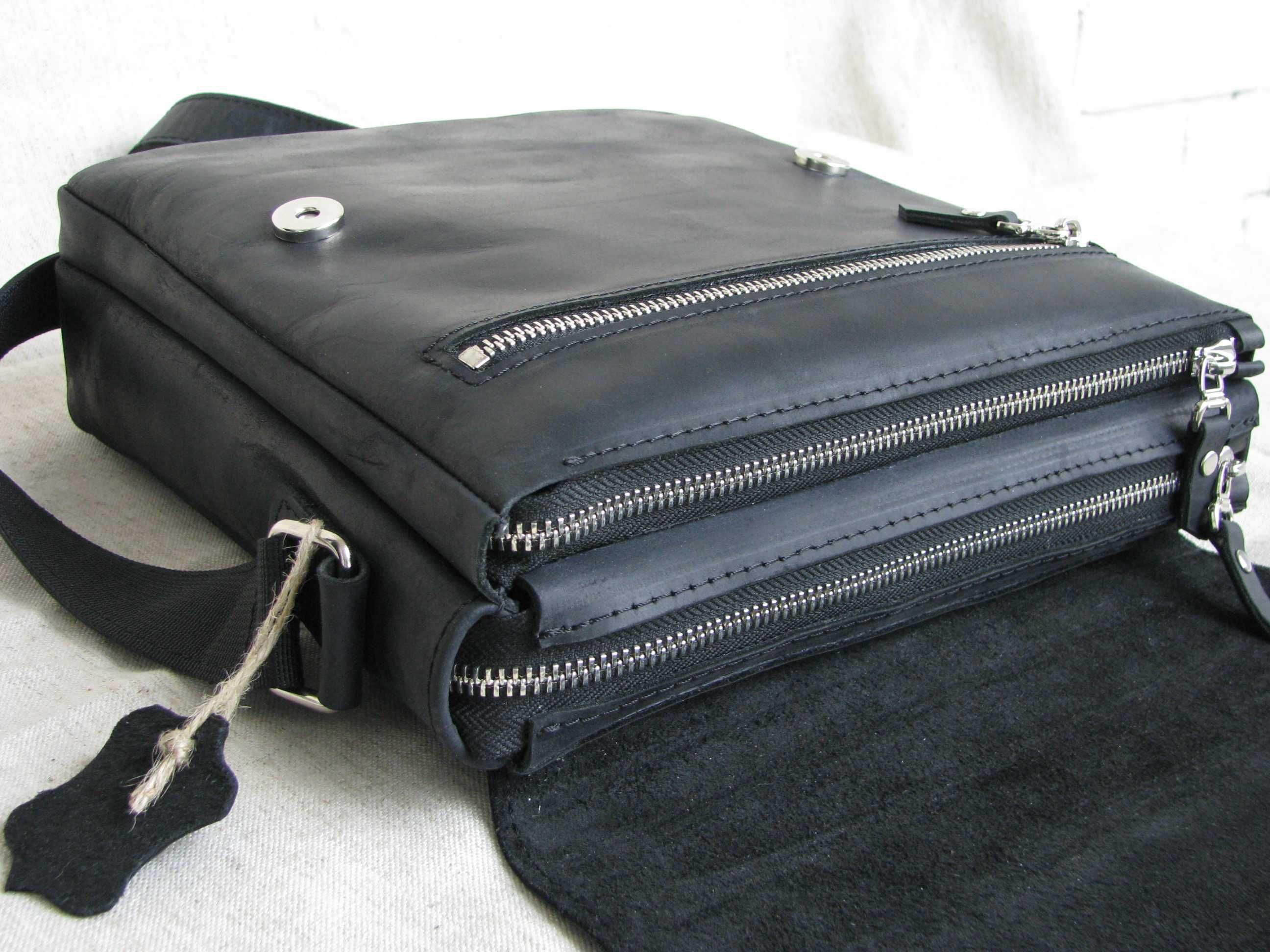 Мужская вместительная кожаная сумка GS МА 002 черная