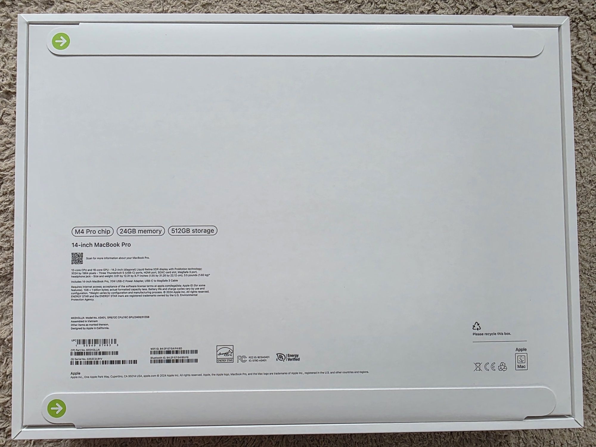Macbook PRO 14 M4 PRO 512GB 24GB NOWY Zaplombowany