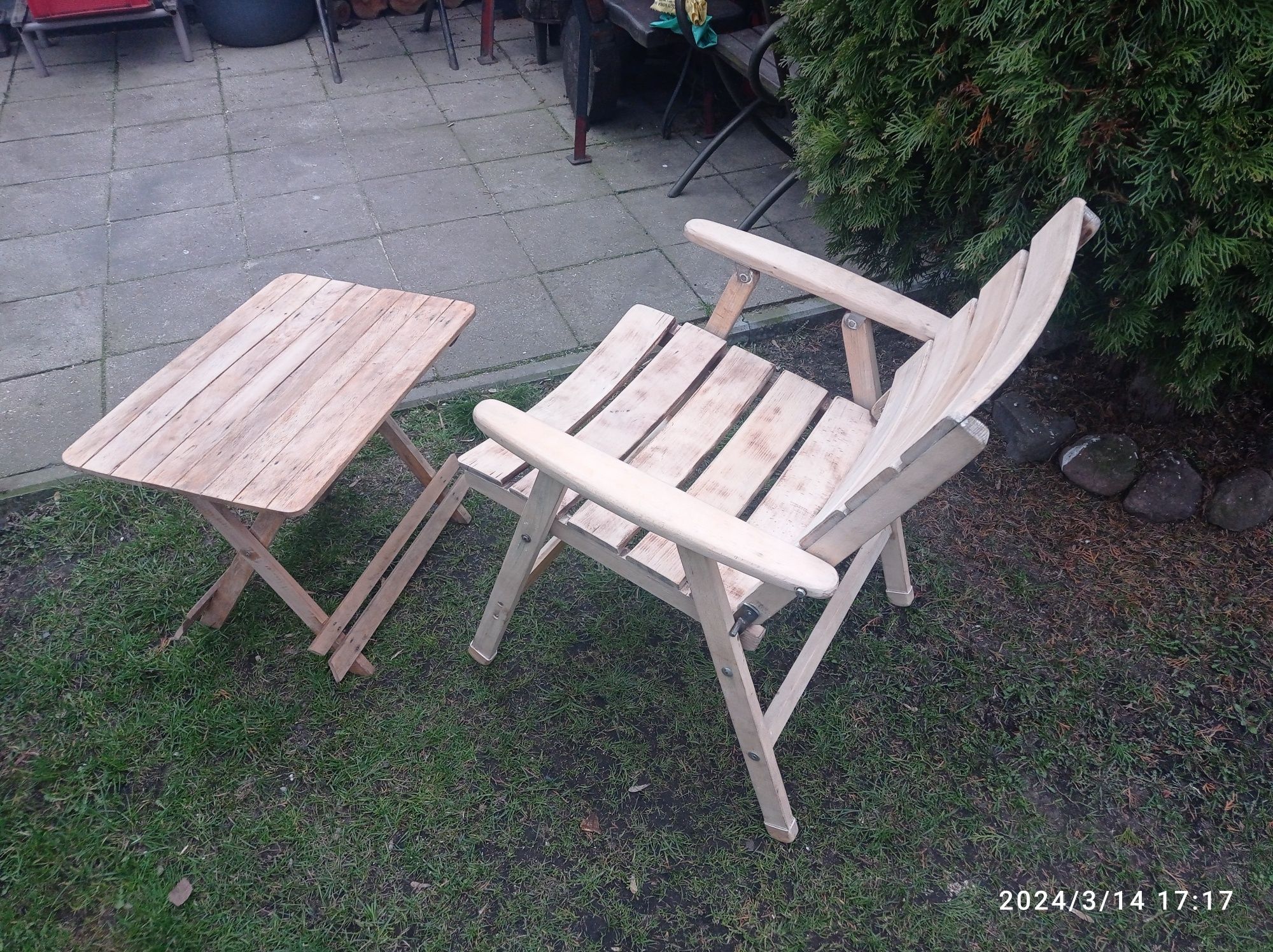Meble ogrodowe PRL krzesło +stolik