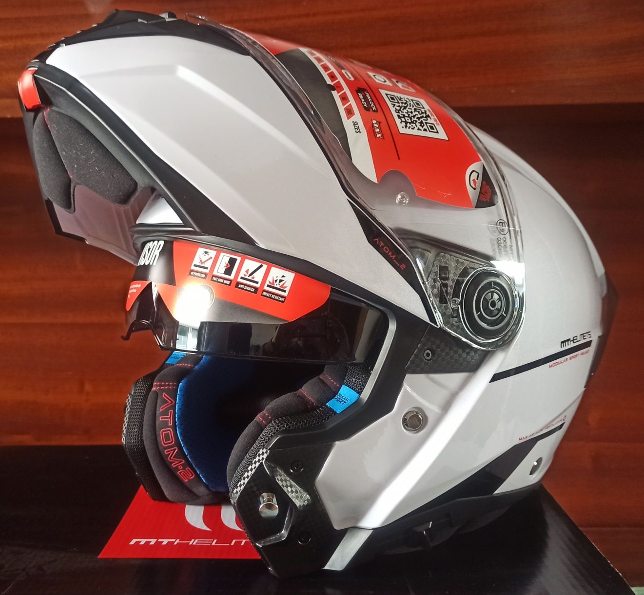 Capacete modular moto  MT ATOM 2 SV branco tamanho L