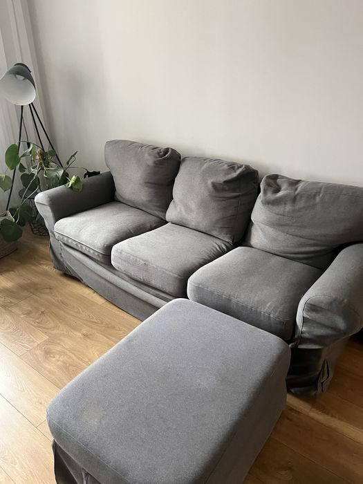 kanapa ikea szara z pufa