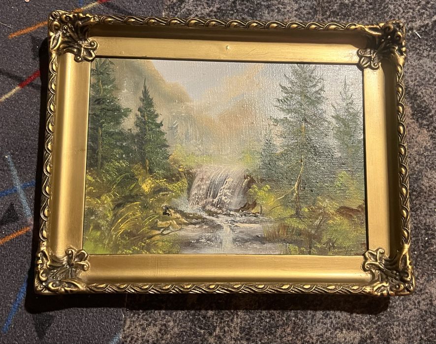 Obraz olejny w zlotej ramie