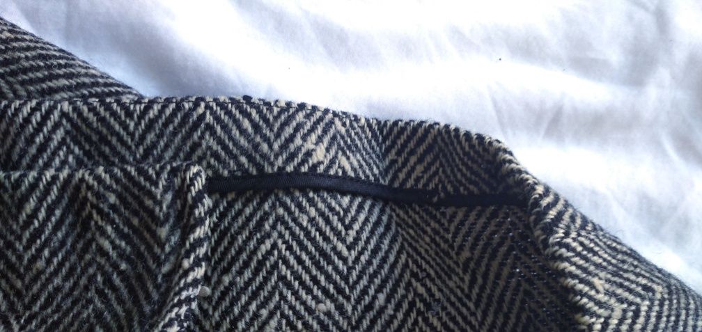 Spódnica midi 100% wełna XL XXL czarna biała pepitka wełniana 42 44