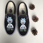 Vans Rick i Morty ręcznie malowane czarne vansy slip on custom