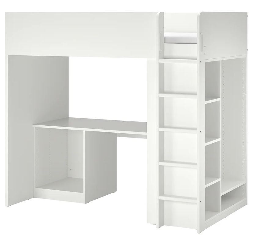 Cama alta com secretaria e cadeira modelo IKEA SMASTAD