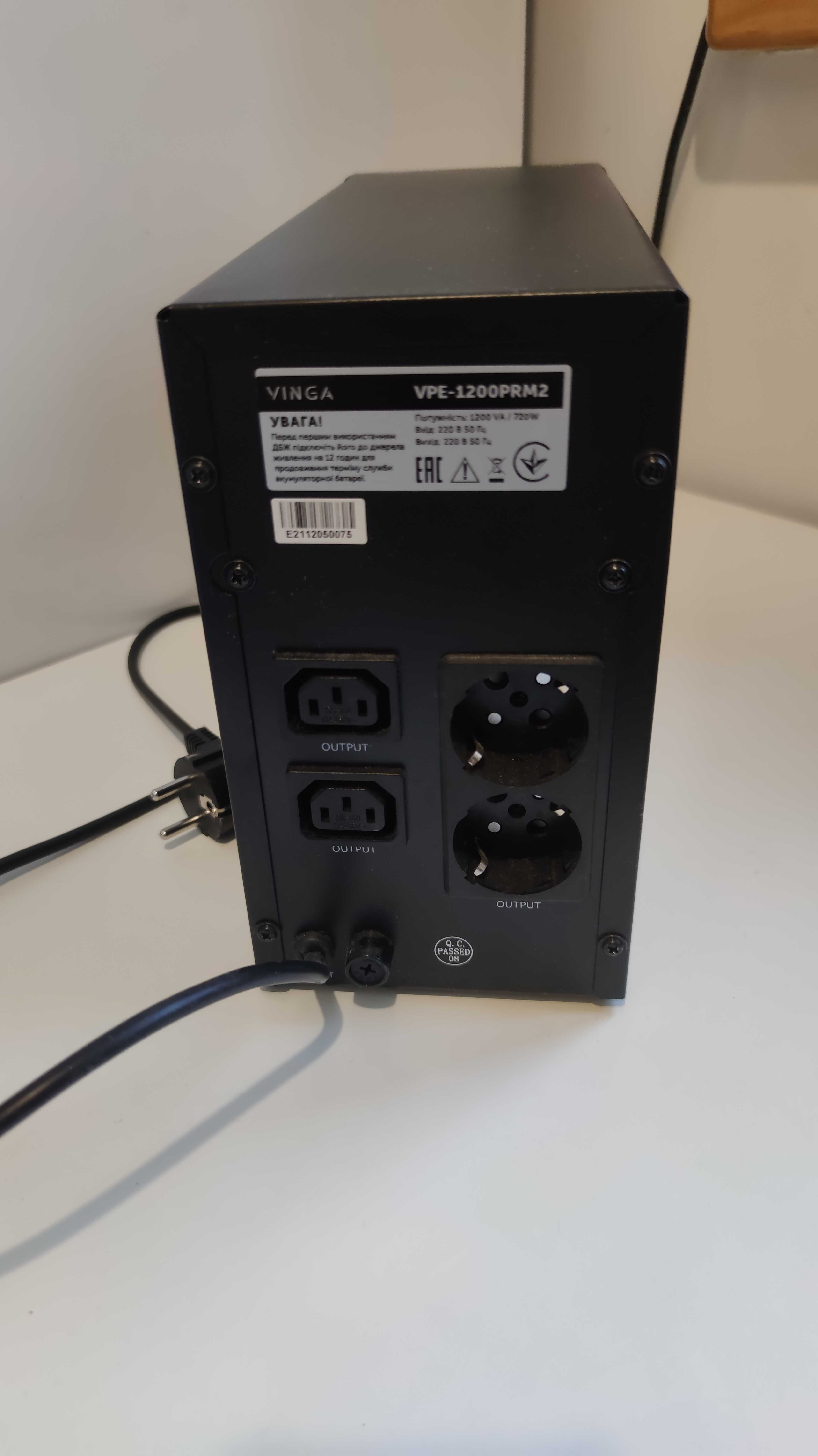 Пристрій безперебійного живлення (дбж, упс, ups) VINGA 1200VA (VPE-120