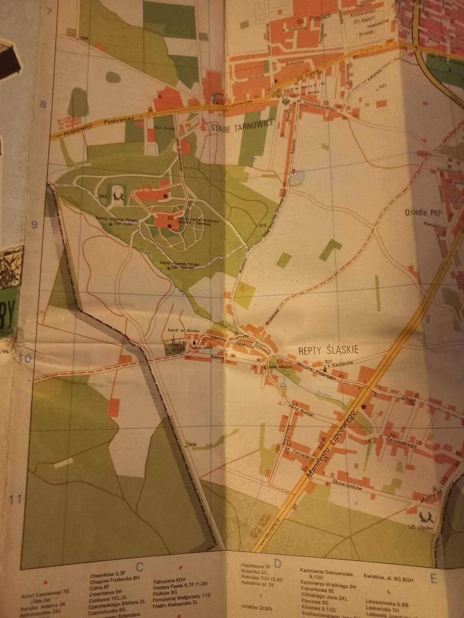Plan Miasta -Tarnowskie Góry - rok wydania 1985.
