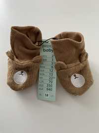 Buty buciki niechodki kapcie niemowlęce 18 Pepco brązowe misie