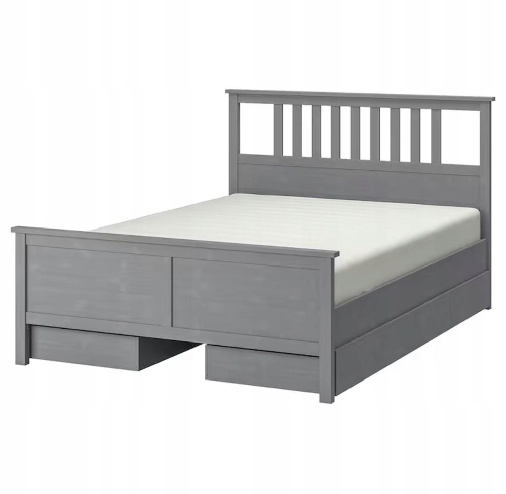 Łóżko Ikea Hemnes szare 140x200 + 4 szuflady + dno lonset