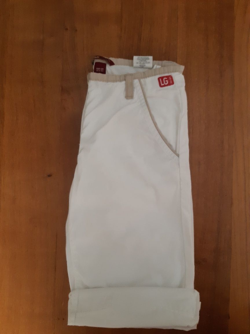 H & M urocze i stylowe, białe spodnie cotton extra ideał r 8-9 l i 134
