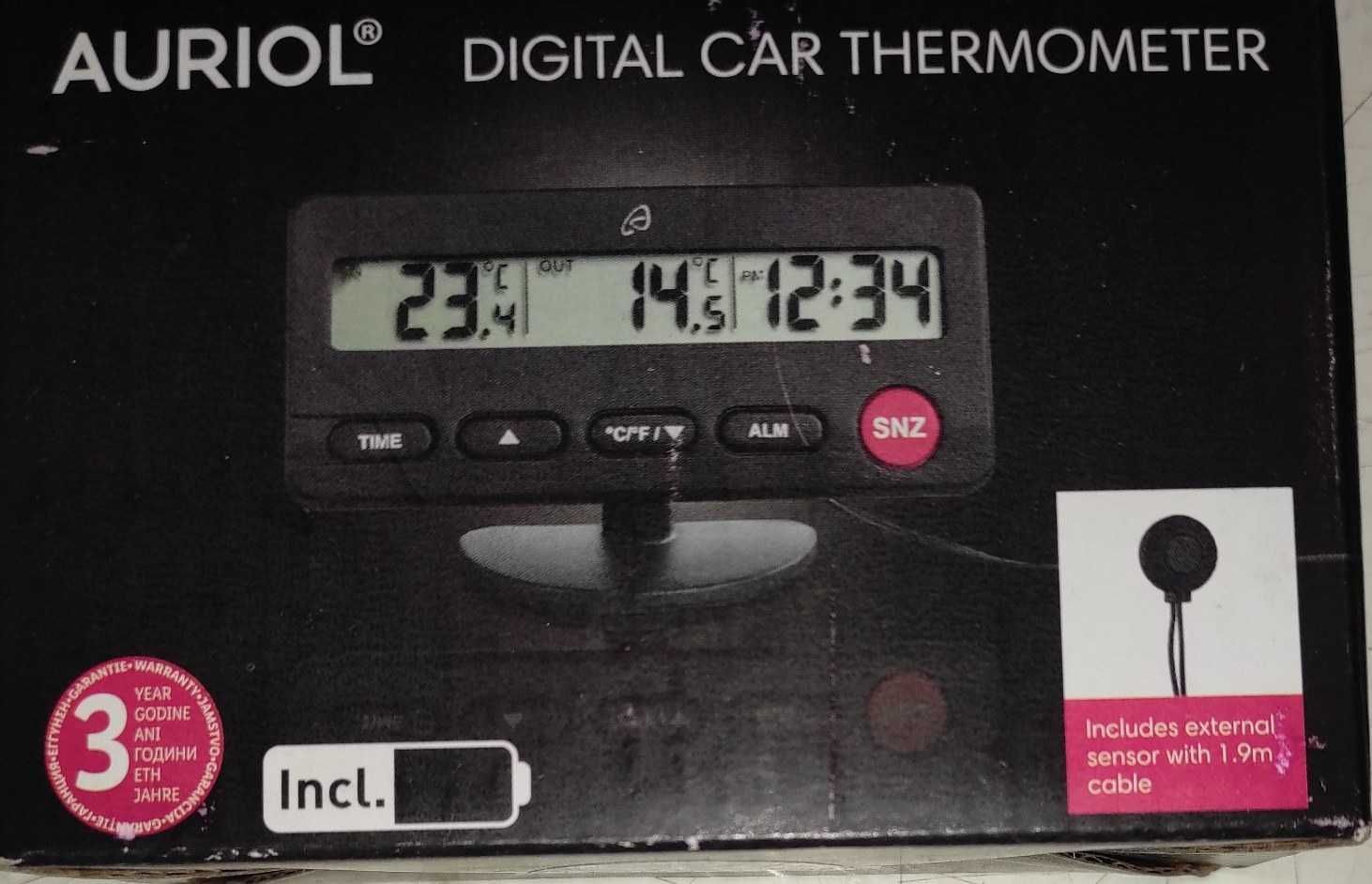 Автомобільний цифровий термометр-годиник Auriol HG 07904