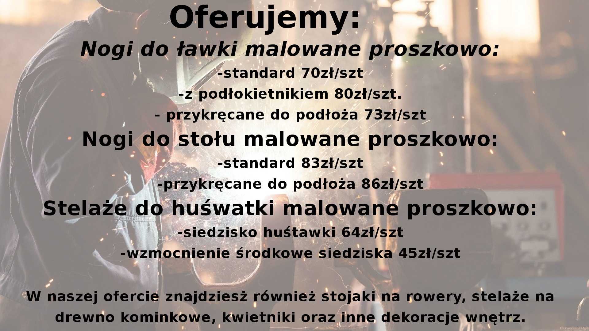 Nogi do ławek, krzeseł i stołów