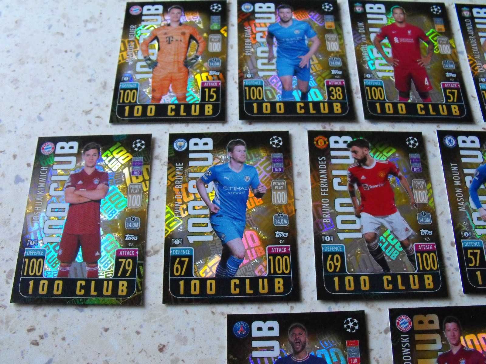 Karty 100 CLUB, topps MATCH ATTAX 2022, komplet 100 CLUB