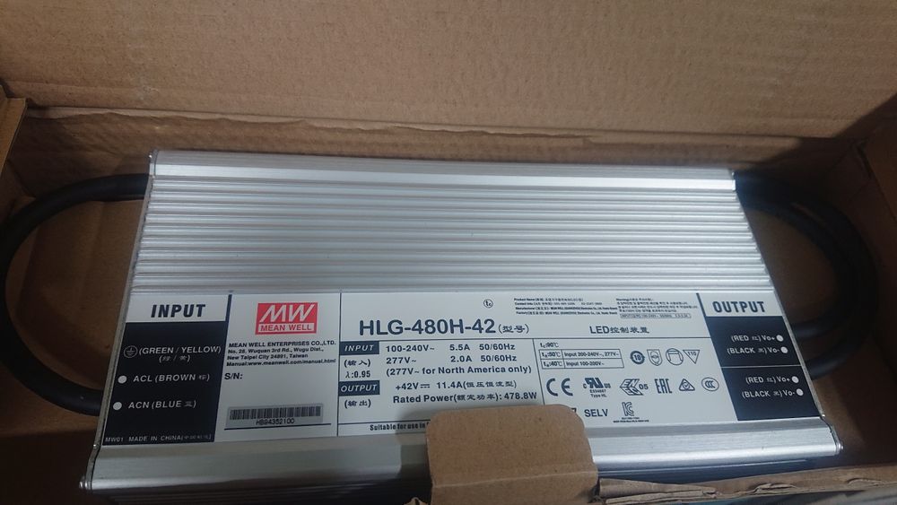 HLG-480H-42 zasilacz LED 480W 42V 11.4A Mean Well