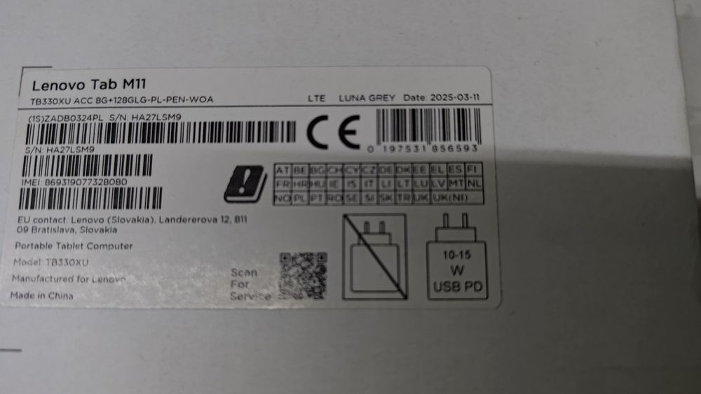 Tablet Lenovo TAB M11 tb330XU 8/128 GB, LTE!!