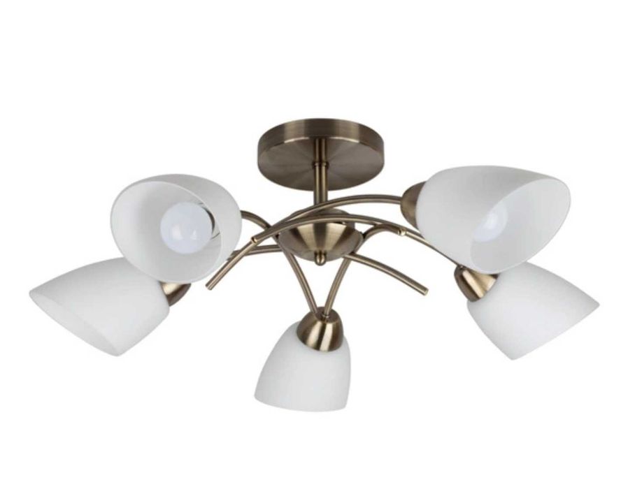 Lampa Sufitowa Viletta 5x E27 Patyna Metal Białe Szkło regulowana