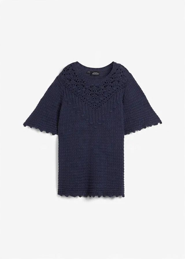 B.P.C sweter granatowy z krótkim rękawem 48/50.