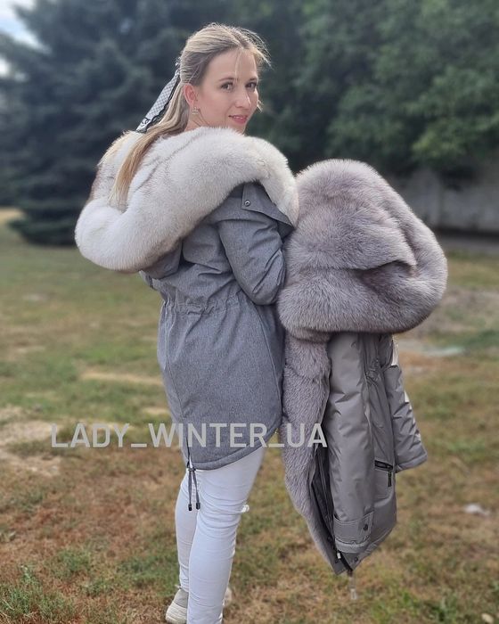 Бомбер с натуральным мехом блюфрост, парка с песцом