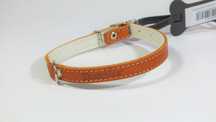 Obroża CHAMPION skórzana na filcu dla psa 35cm x 1,2cm naturalna- NOWA