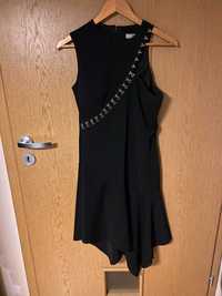 ASOS DESIGN hook and eye detail midi dress nowa czarna sukienka, 38