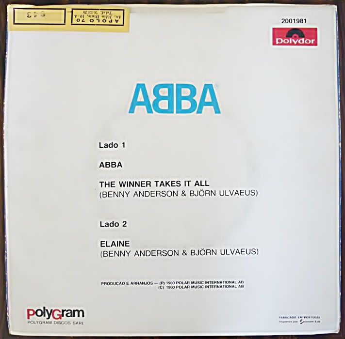 (Raro) Vinil single - ABBA - The winner takes it all
