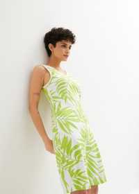 B.P.C sukienka z nadrukiem roślinnym biało-zielona r.48/50