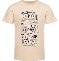 T-shirt Koszulka męska bawełna beżowy L z rowerami bawełniana Endo