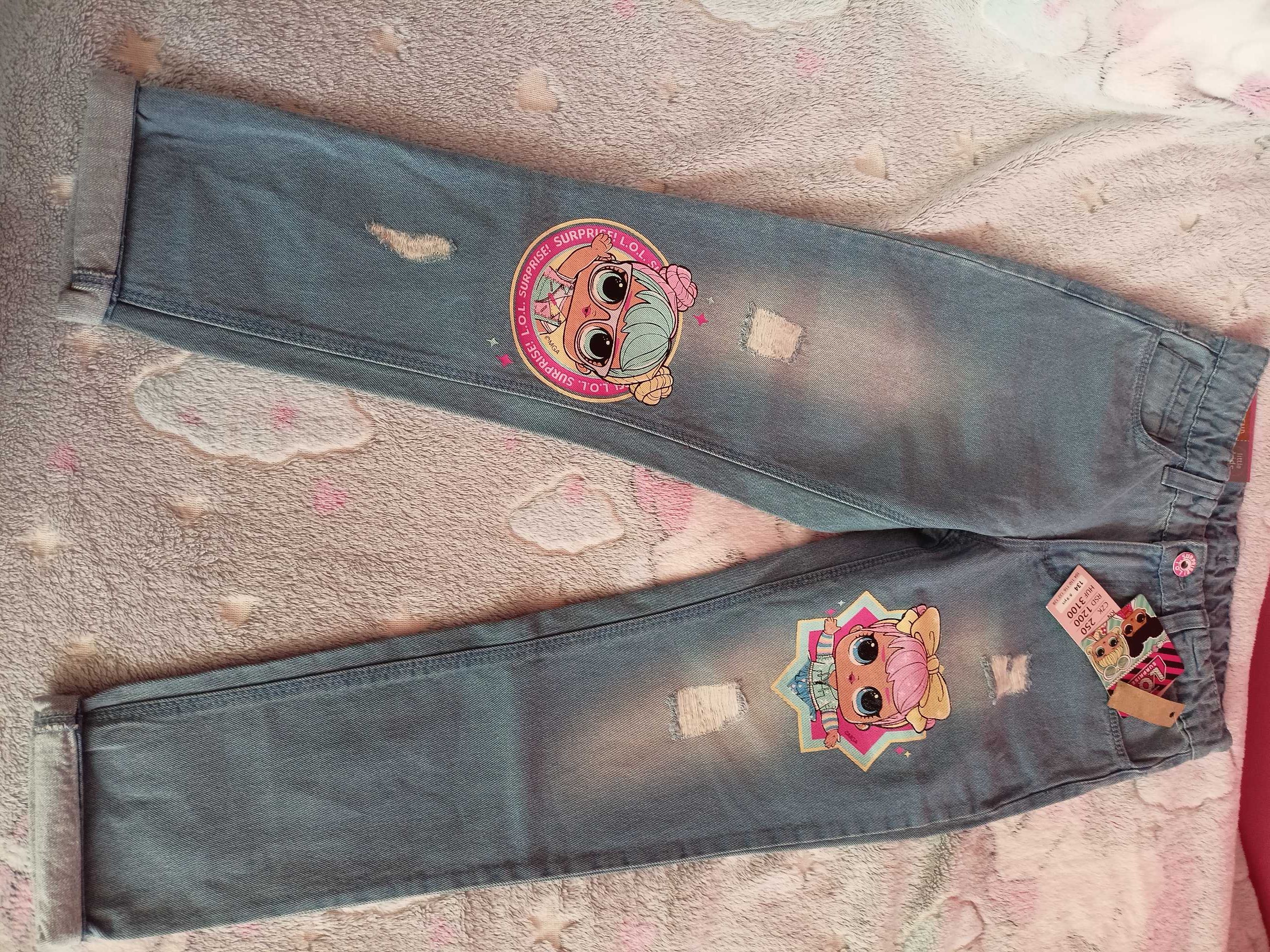 Spodnie dziewczęce jeans boyfriend z L.O.L. rozm. 134 nowe