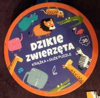 Dzikie zwierzęta książka + duże puzzle GW Foksal używane JAK NOWE