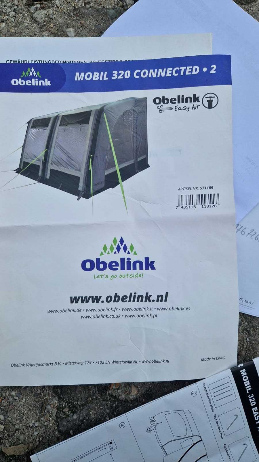Dmuchany pompowany przedsionek namiot OBELINK kampera przyczepy nowy