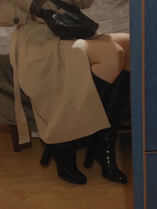 Ботфорти чорні лаковані