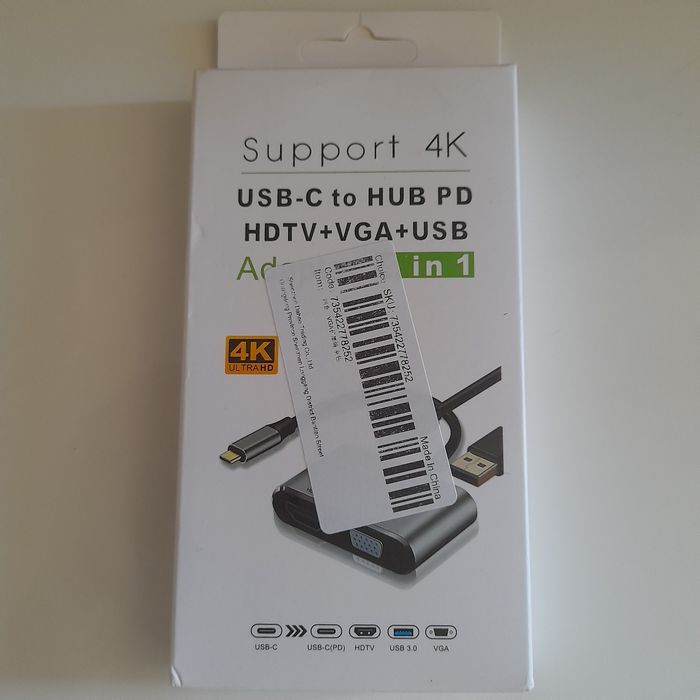 USB Хаб 4 in 1 Адаптер для 4К  HDMI HDTV  VGA  USB 3.0 PD Разветвитель