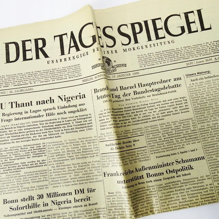 stara gazeta der tages spiegel 17 styczeń 1970