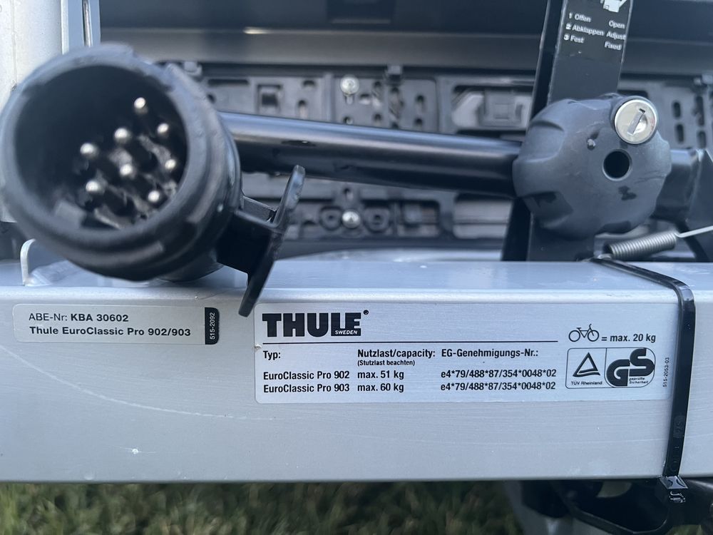 THULE 903 + adapter 9022 3/4 rowery składany bagażnik rowerowy na hak