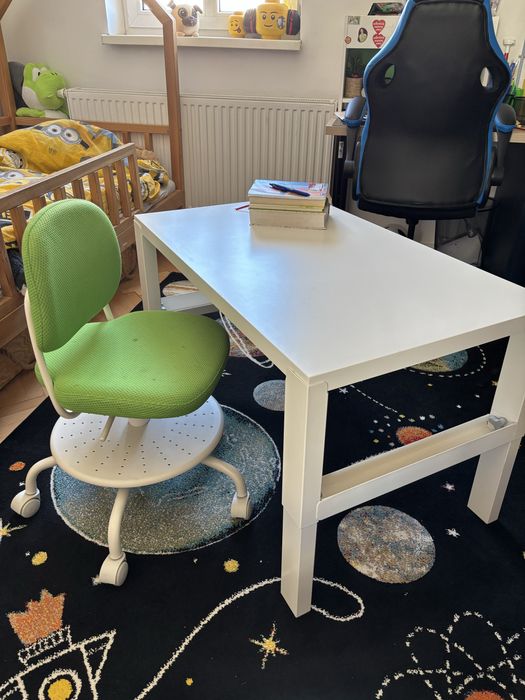 Biurko dzieciece ikea regulowane biale krzeslo biurkowe zielone zestaw