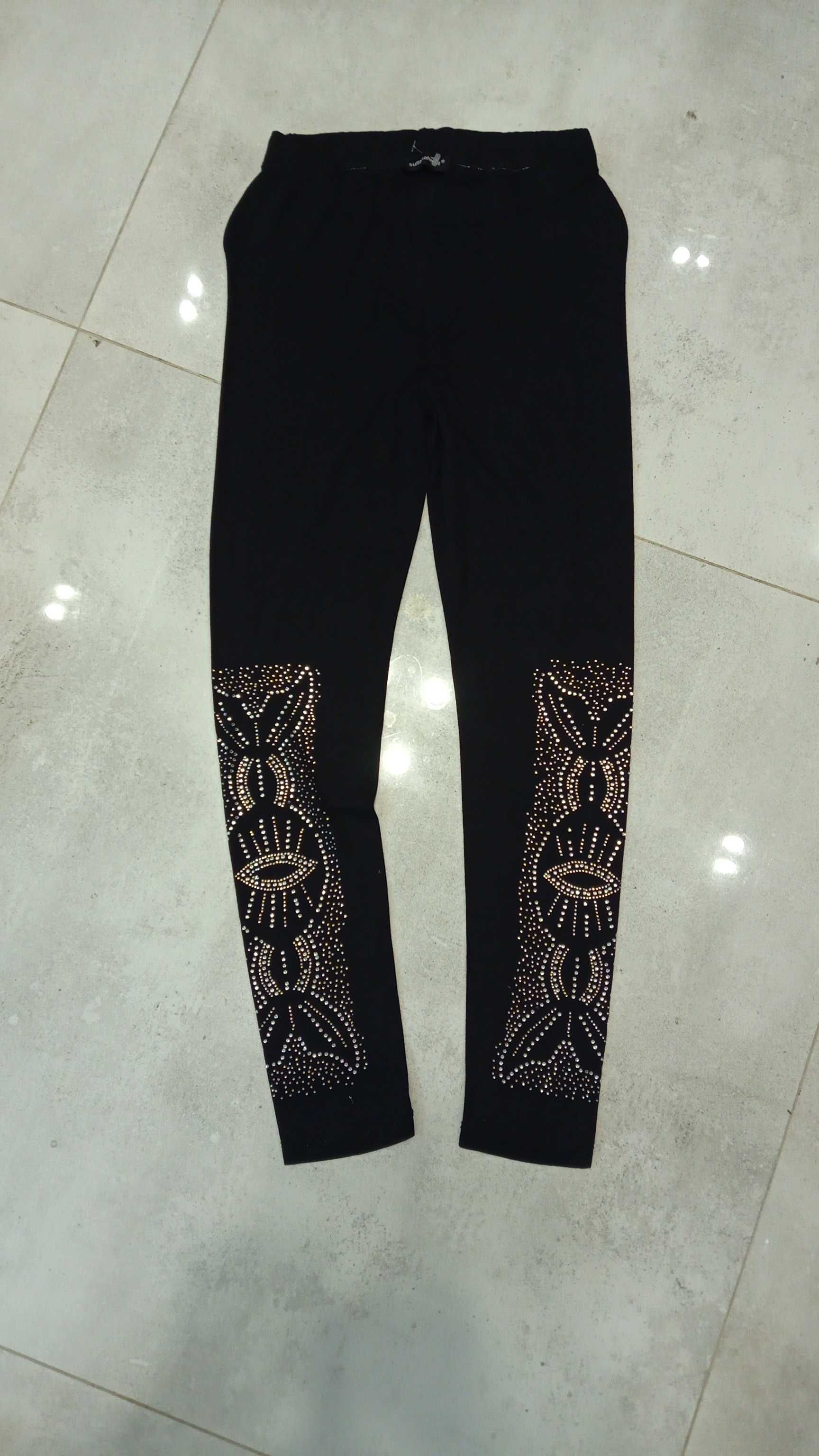 Legginsy leginsy czarne cekiny rozm. S M nowe